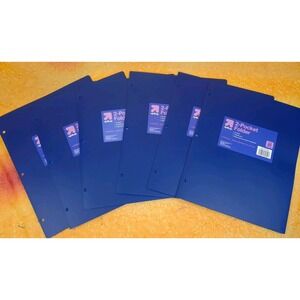 Set Of 6 Up & Up Target Folders Blue Plastic 2 Pocket Folders‎ 3 Hole Punched